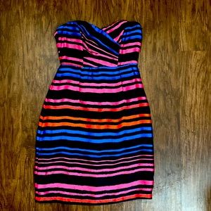 Multi-color Stripped Strapless Dress